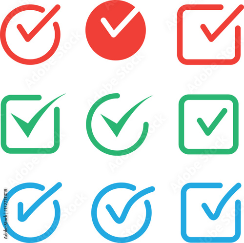 Hand-Drawn Check Mark Icon Set. Tick and Checkmark Symbols on White Background. Hand-drawn tick checkmark..eps