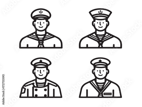 Creative Sailor Symbol Modern Outline Vector Illustration Icon