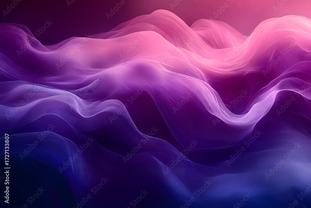 Obraz premium Abstract waves of purple and pink hues creating a dreamy and ethereal landscape illustration