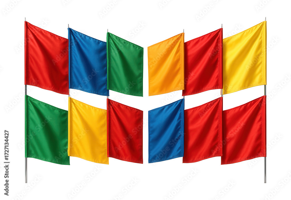 Obraz premium Colorful set of flags arranged symmetrically.