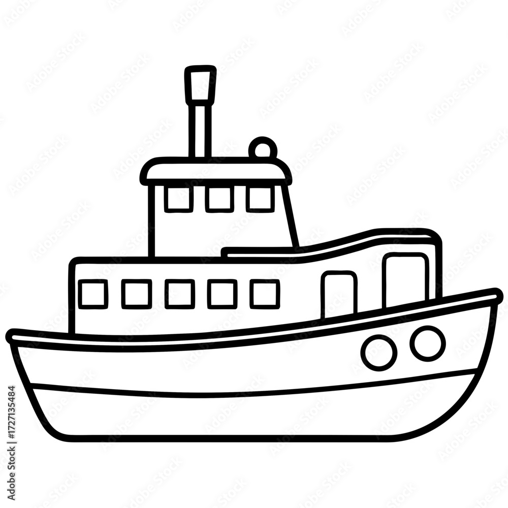Fototapeta premium Tugboat Line Vector