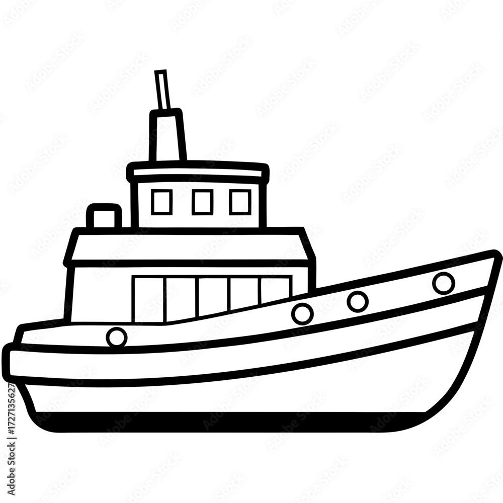 Fototapeta premium Tugboat Line Vector