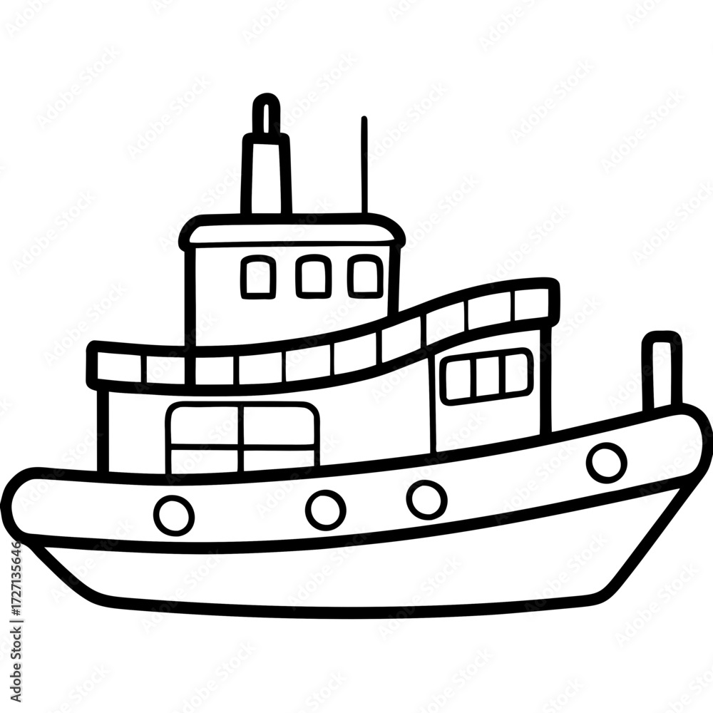 Fototapeta premium Tugboat Line Vector