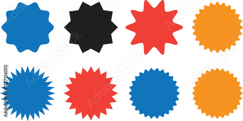 sale price tag.Starburst explosion comic shapes . Speech boom bubbles.colorful sun, circle and oval label, round discount icon isolated on white background..eps
