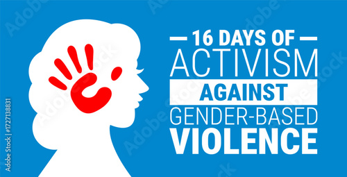 16 Days of Activism against Gender-based Violence background, banner, card or poster design template is observed every year during November, to raise awareness about the mission. Vector illustration.