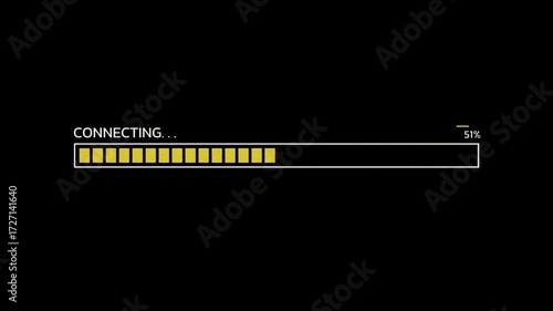 Loading glitch animation with cyberpunk style futuristic loading bar isolated on black background HD resolution