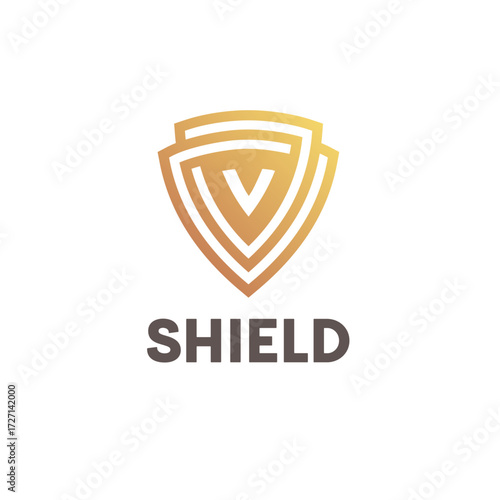 Vector logo design template. Abstract Shield sign. Letter V.	
