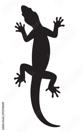 black and white silhouette vector of a lizard