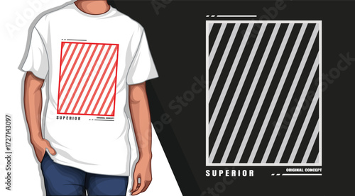Minimal Stripe Red Line Pattern Graphic T-shirt Design for Urban Streetwear Fashion