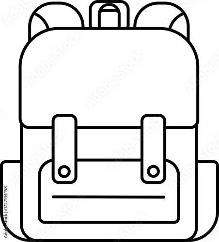 Cute Backpak Vector Illustration. Backpack for School. Simple Outline Bag Coloring Page