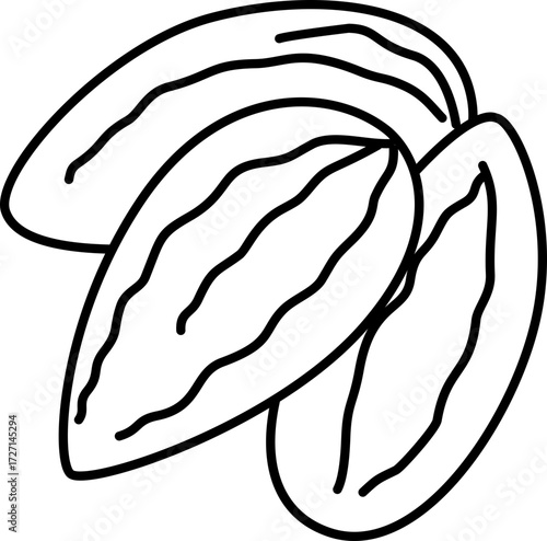 Nut Vector Illustration. Simple Outline Nuts Coloring Page