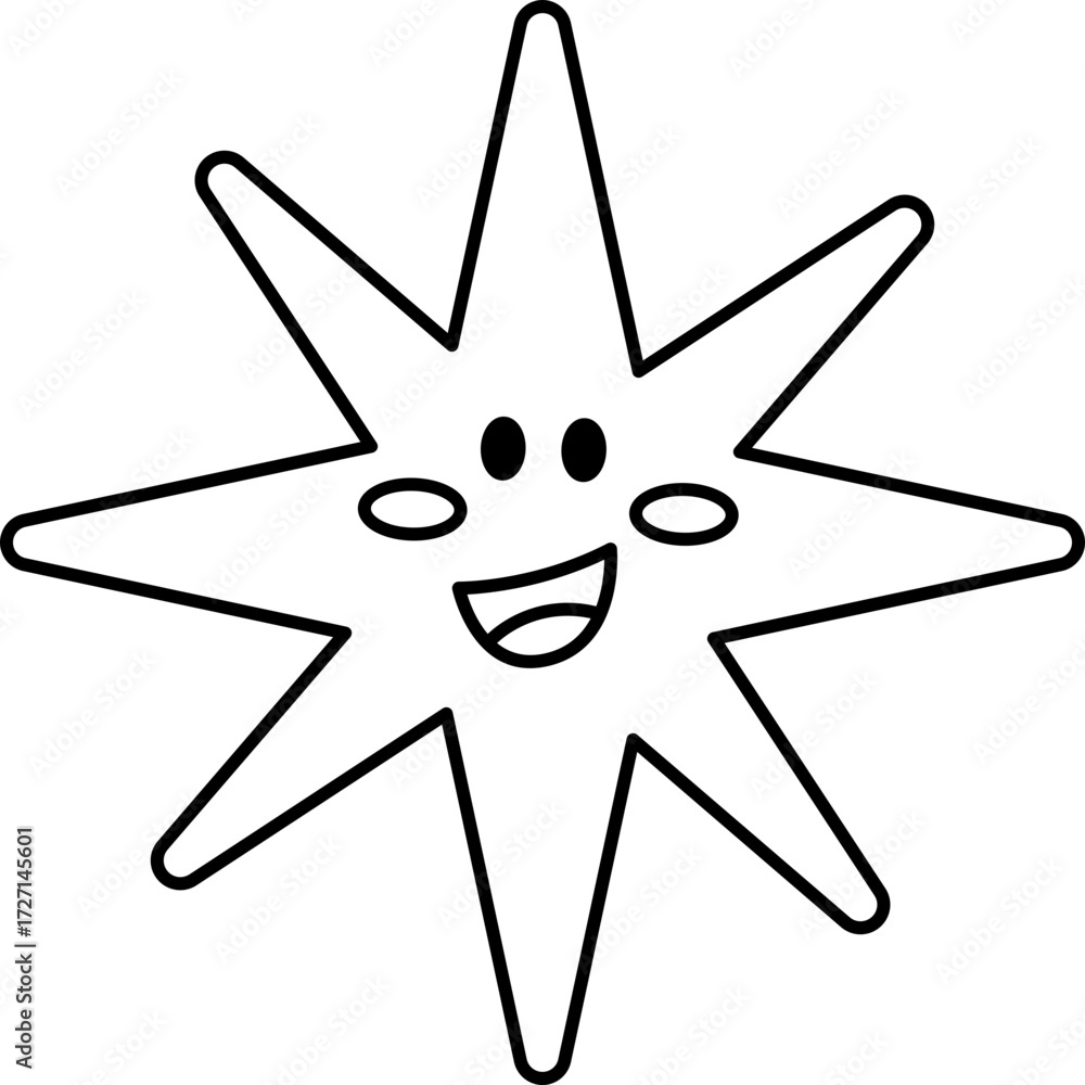 Obraz premium Star Cartoon Vector Illustration. Simple Outline Star Coloring Page