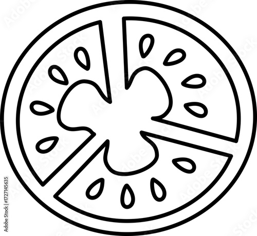Vector Illustration of a Tomato. Tomato Cartoon Vector Illustration. Simple Outline Tomato Coloring Page