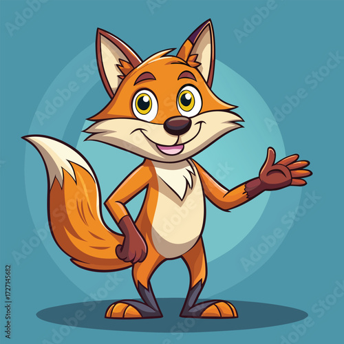 A cheerful and friendly cartoon fox character with a bushy tail is giving a thumbs-up gesture and smiling. This playful design is perfect for various uses.