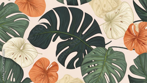 seamless monstera floral pattern