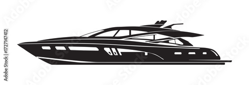 black and white silhouette vector of a yacht