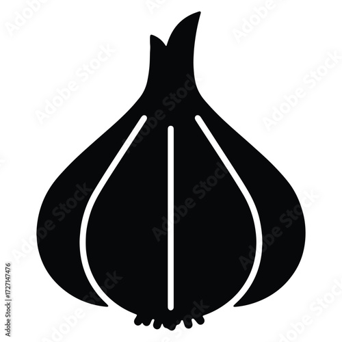Elegant Garlic Bulb Silhouette on White Background Minimalist and Modern Style