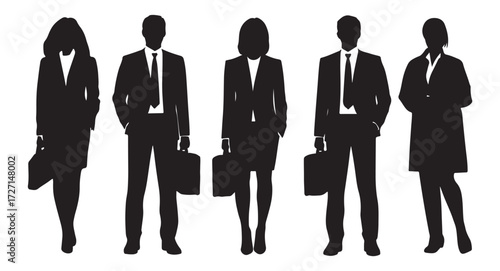 black and white silhouette vector set of business people