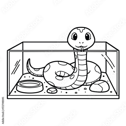 A playful snake peeks out from its terrarium, showcasing its curious nature and vibrant patterns in a cozy habitat.
