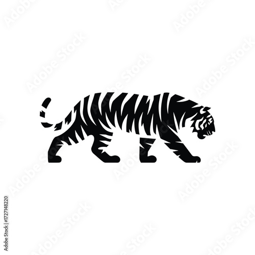 Walking Tiger Silhouette Vector Illustration