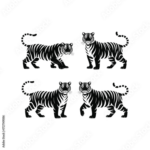 Tiger Silhouette Collection in Different Poses and Styles