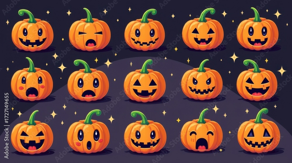halloween pumpkins seamless pattern