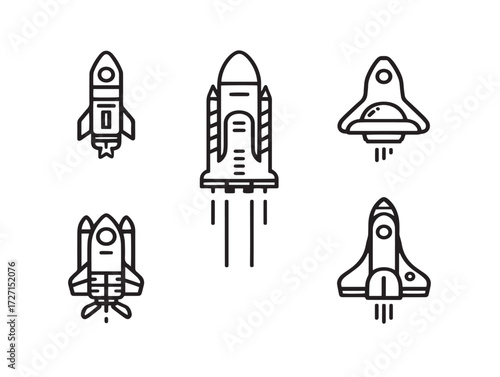 Flat Space Icons with Scientific and Cosmic Themes