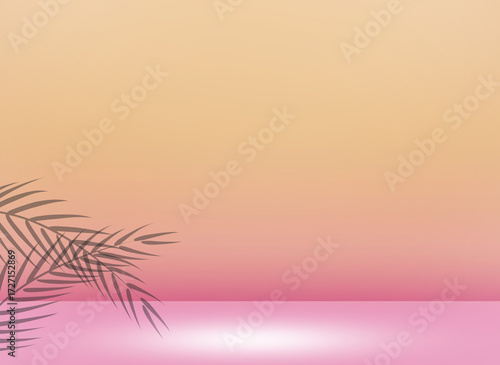 Quadro su tela Minimalist tropical background with palm leaves