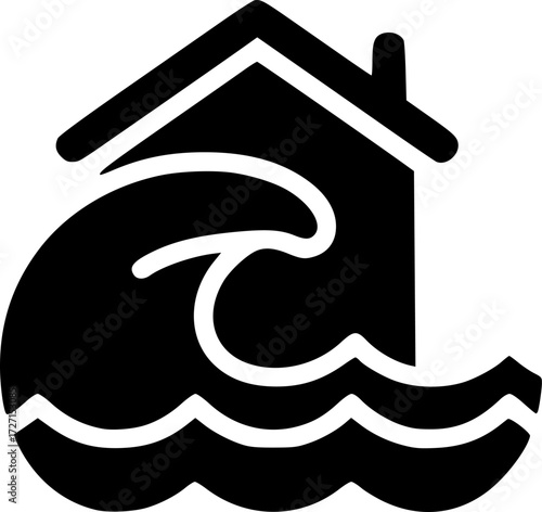house tsunami glyph flat vector icon
