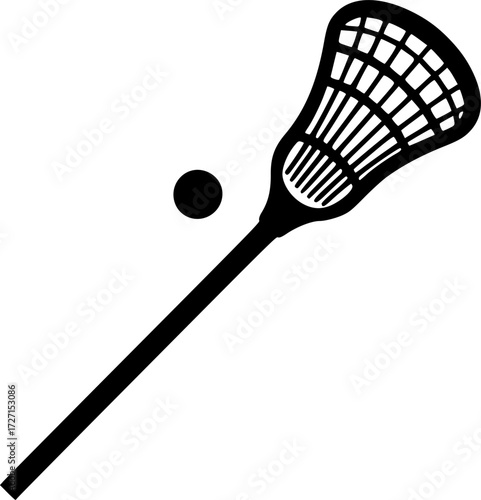 lacrosse stick glyph flat vector icon
