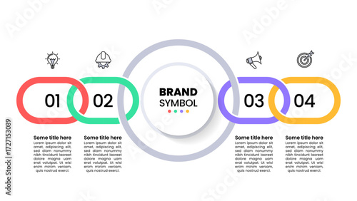 Infographics template. Chain with circle and 4 steps