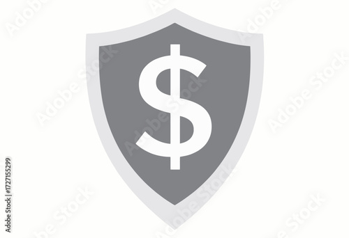 Illustration of a Dollar Sign Emblem on a Shield Symbolizing Financial Security and Protection of Monetary Assets Against Economic Risks and Uncertainties