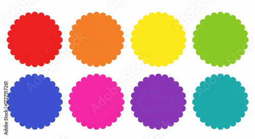 Colorful Scalloped Circles - Vibrant Round Shapes in a Rainbow Spectrum