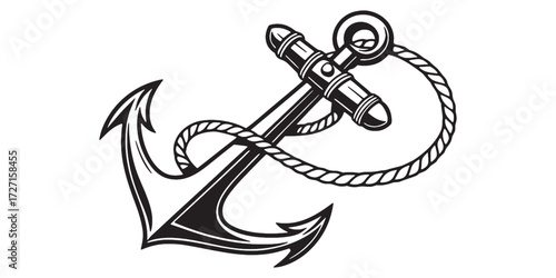 Classic nautical anchor with rope design evoking maritime history and seafaring adventures ideal for vintage themed projects