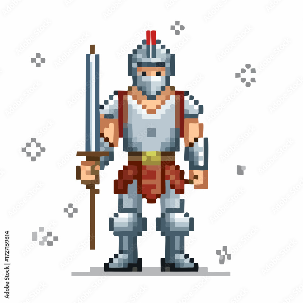 Naklejka premium Pixel Knight Warrior