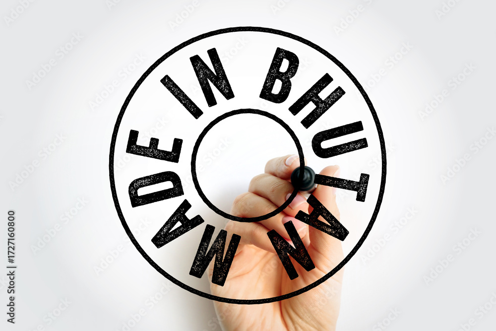 Obraz premium Made in Bhutan text emblem stamp, concept background