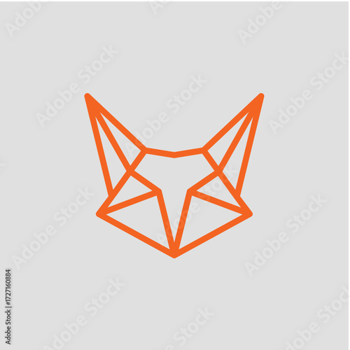 Geometric Orange Fox Logo Outline for Modern Brand Identity and Creative Design


