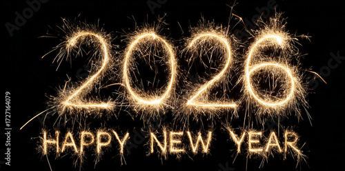 Fireworks display welcoming the new year 2026 with bright lights and festive spirit