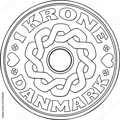 denmark 1 krone coin vector design silhouette