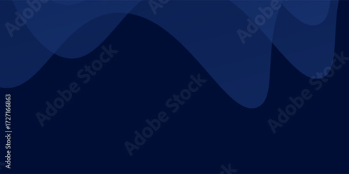 Estetik dark blue abstract background featuring smooth, flowing wavy shapes, ideal for technology, business, or creative design modern