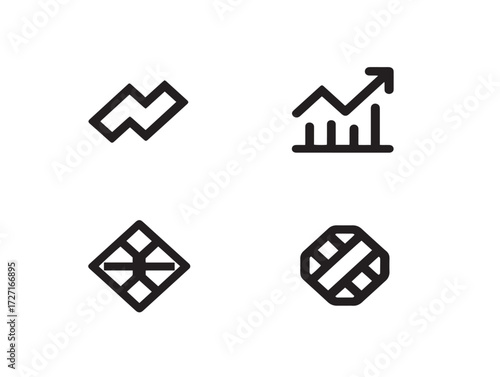 Collection of elegant finance and trading icons in outline style
