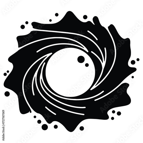 Abstract black and white swirling vortex design element background template