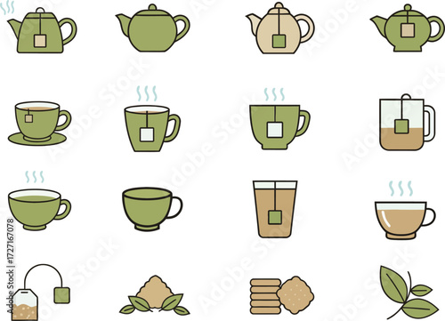 Set of Tea Vector Icons Illustration