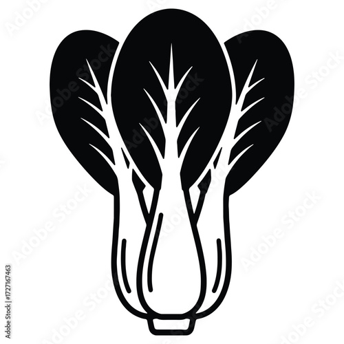 Black and white Bok Choy vegetable vector illustration design icon
