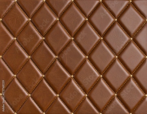 Brown leather quilted pattern