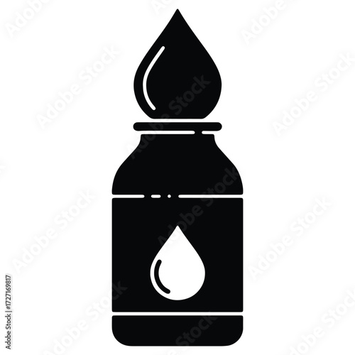 Black silhouette bottle with drop symbol vector icon design element