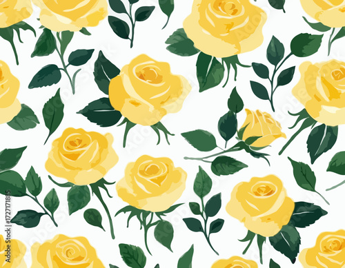 Watercolor yellow rose flower