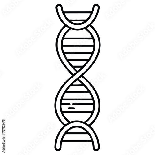 DNA double helix strand structure simple outline illustration representation