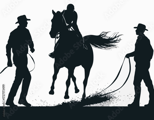 a man and a Horse race silhouette bundle