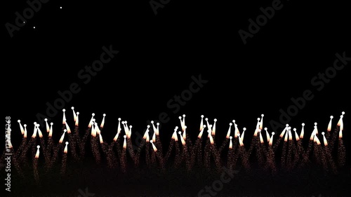 Colorful fireworks exploding on a black background, perfect for celebrations and festive projects. 3d rendering